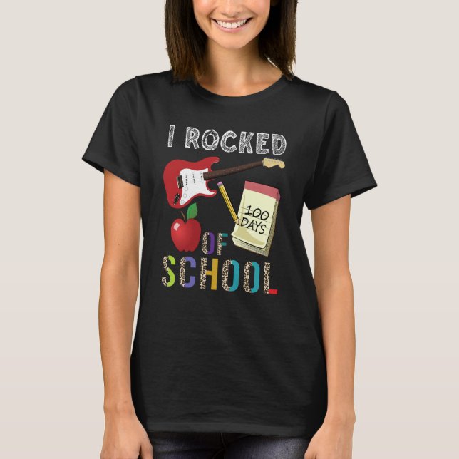 T-shirt I Rocked 100 Days Of School Guitar Music 100th Day (Devant)