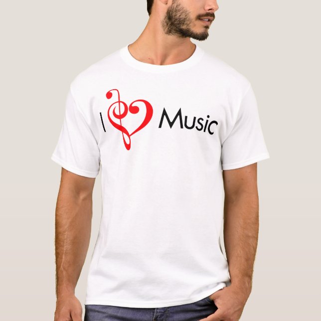 T-shirt I rouge de musique de coeur (Devant)