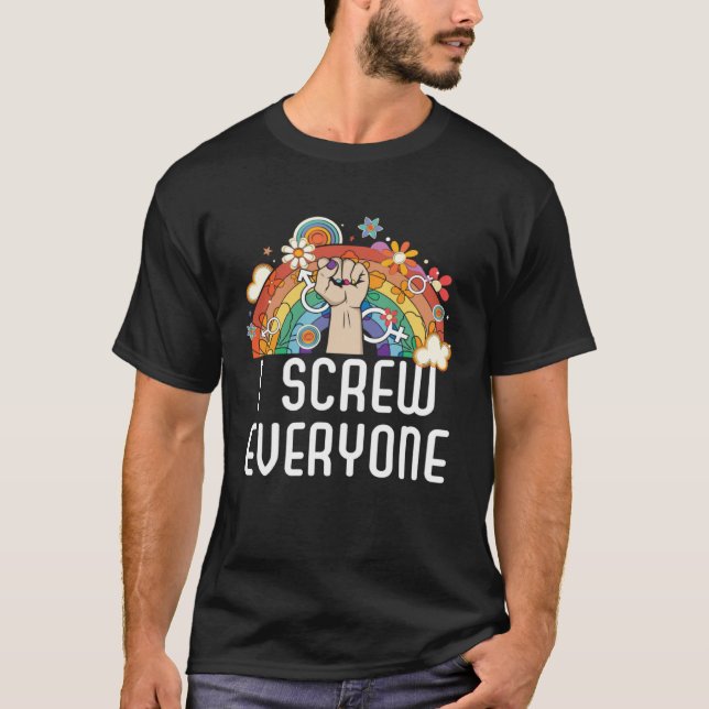 T-shirt I Screw Everyone Bisexual Rainbow Pride Bisexualit (Devant)