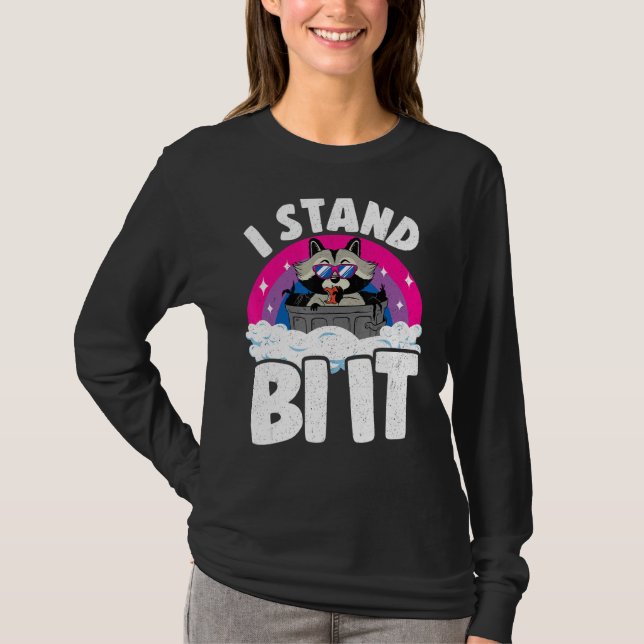 T-shirt I Stand Bi It Raccoon Bisexual Pride drapeau Arc-e (Devant)