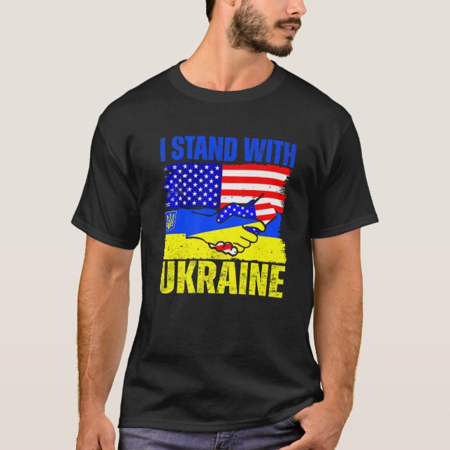 T-shirt I Stand with Ukraine Support Ukrainian American US (Devant)