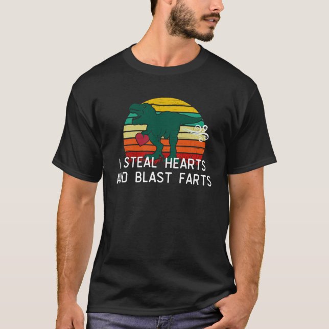 T-shirt I steal hearts and blast farts dinosaur rex Valent (Devant)