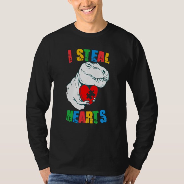 T-shirt I Steal Hearts Autism Awareness Rex Valentines Day (Devant)