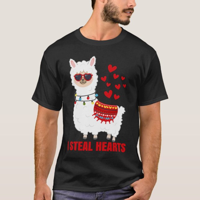 T-shirt I Steal Hearts cute Llama Valentines Day (Devant)