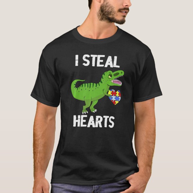 T-shirt I Steal Hearts Dinosaur Autism Awareness Toddler B (Devant)