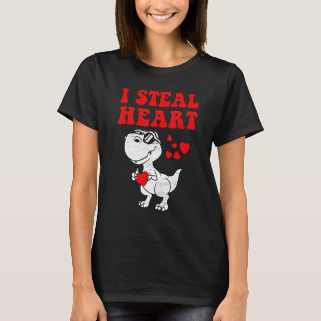 T-shirt I Steal Hearts Dinosaur Dino Rex Valentines Day Bo (Devant)
