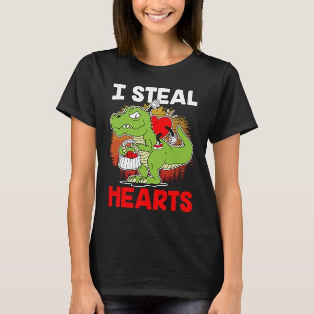 T-shirt i steal hearts Dinosaur Heart Boys girls Valentine (Devant)