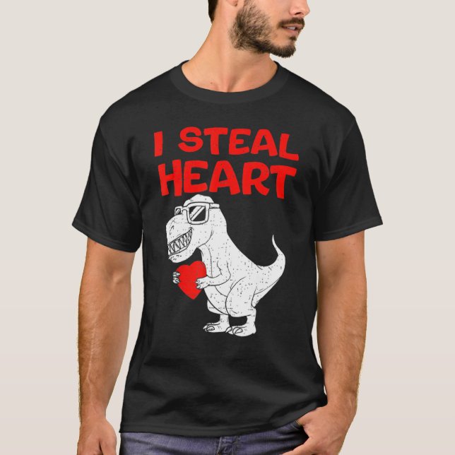 T-shirt I Steal Hearts Dinosaur Rex Valentines Day Boys Ki (Devant)