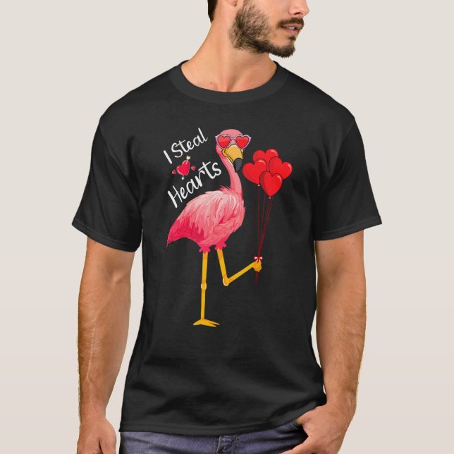 T-shirt I Steal Hearts   Flamingo  Valentine's Day Quotes (Devant)