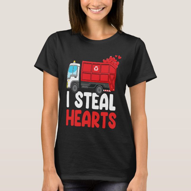 T-shirt I Steal Hearts Garbage Truck Valentines Day  For F (Devant)