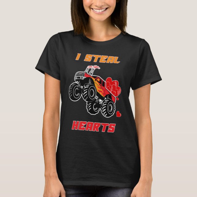 T-shirt I Steal Hearts Monster Truck  Valentines Day (Devant)