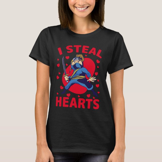 T-shirt I Steal Hearts Ninja Boys Valentines Day Toddler   (Devant)