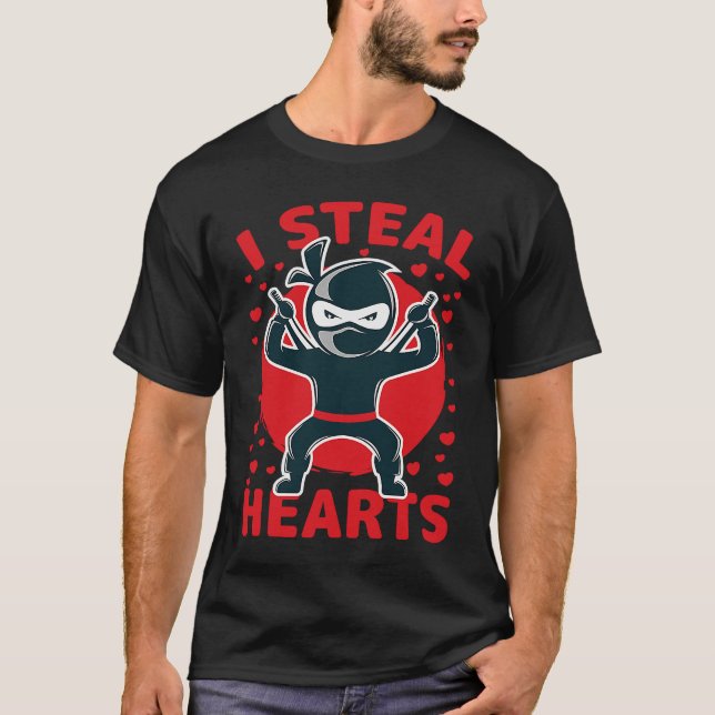 T-shirt I Steal Hearts Ninja Boys Valentines Day Toddler (Devant)