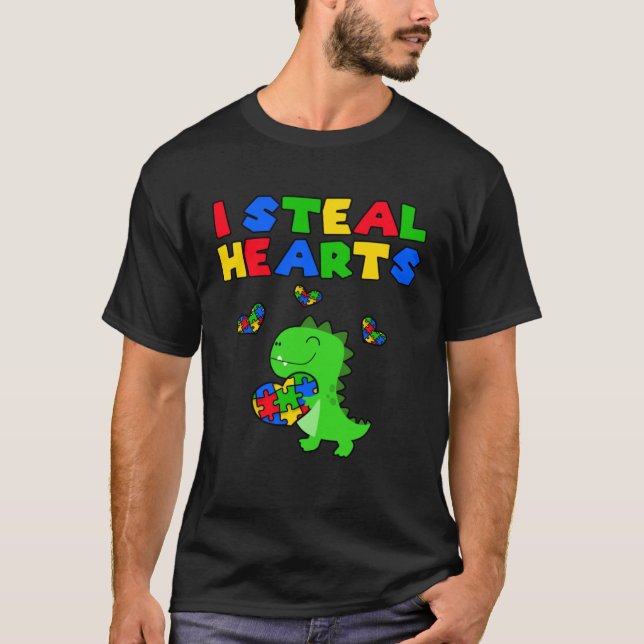 T-shirt I Steal Hearts Puzzle Autism Awareness Month Rex D (Devant)