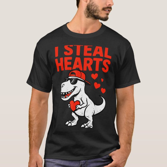 T-shirt I Steal Hearts Trex Dino Baby Boy Valentines Toddl (Devant)