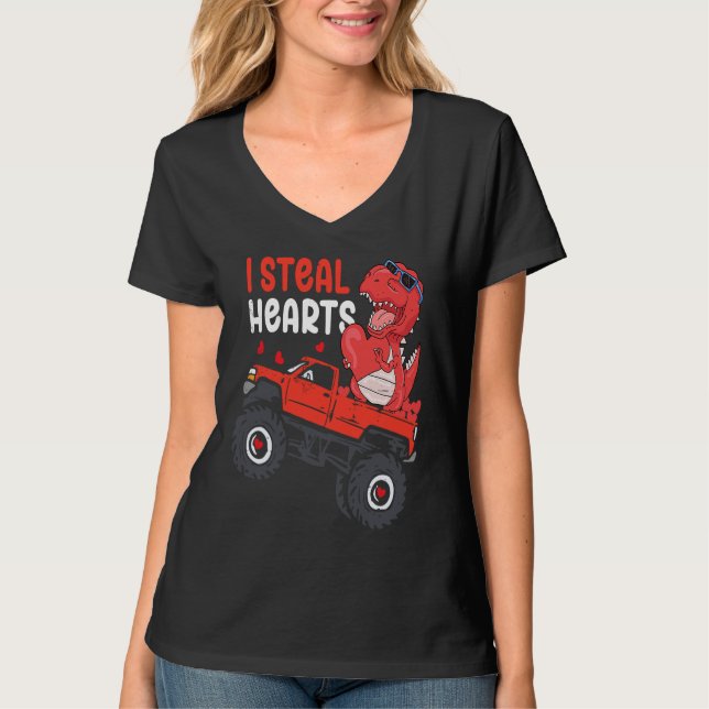 T-shirt I Steal Hearts Trex Dinosaur Baby Valentine Day To (Devant)