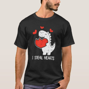 T-shirt I Steal Hearts Valentines Day Cool T-Rex Dinosaur