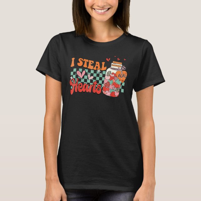 T-shirt I Steal Hearts Xoxo Retro Groovy Valentines Day Dr (Devant)