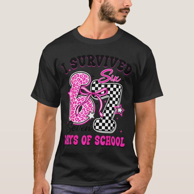 T-shirt I Surivied 67 Days Of School Funny Meme Teacher St (Devant)