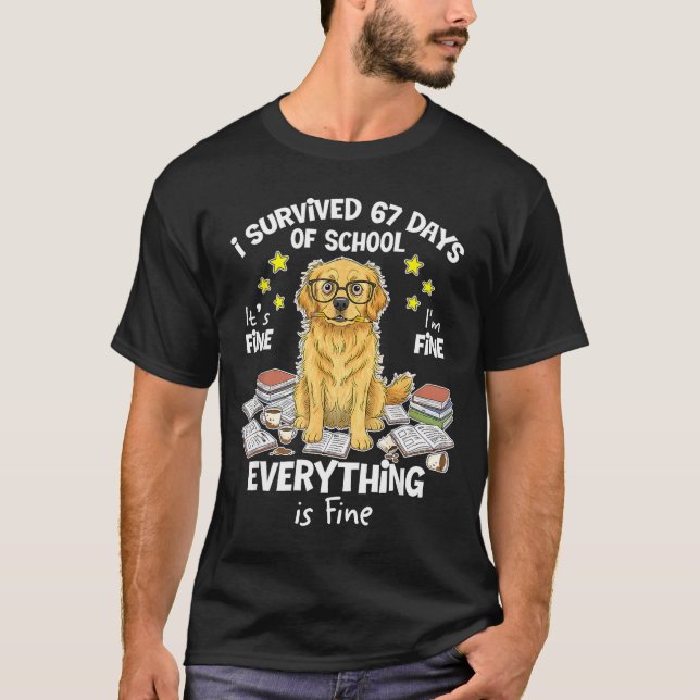 T-shirt I Survived 67 Days Of School Funny 67 Golden Retri (Devant)