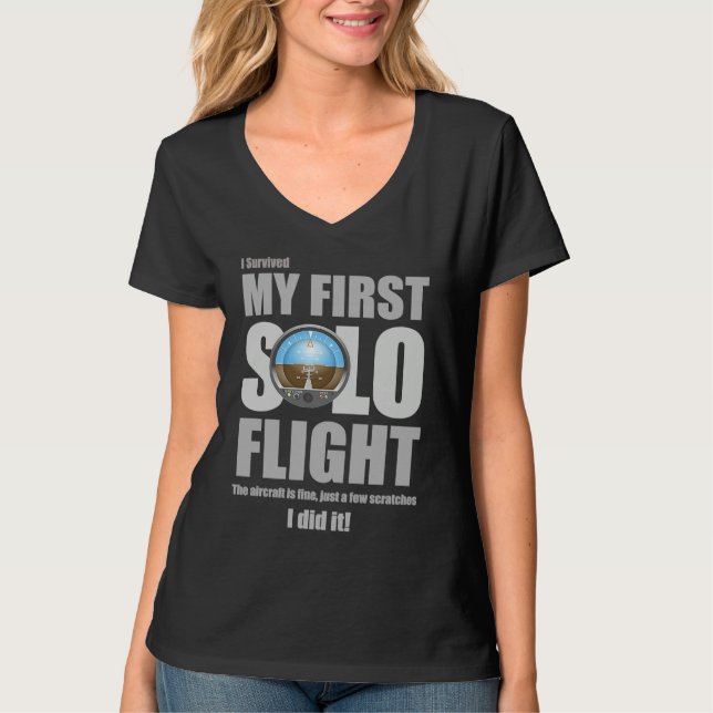 T-shirt I Survived My First Solo Flight (Devant)