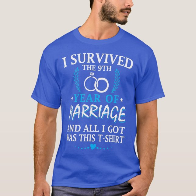 T-shirt I Survived The 9th Year Of Marriage Wedding (Devant)