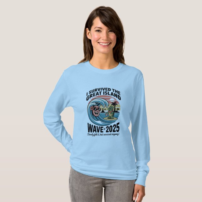 T-shirt I Survived the Great Island Wave 2025  (Devant entier)