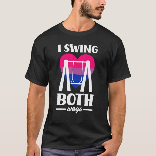 T-shirt I Swing Both Ways Funny Bi Pride Flag Bisexual (Devant)