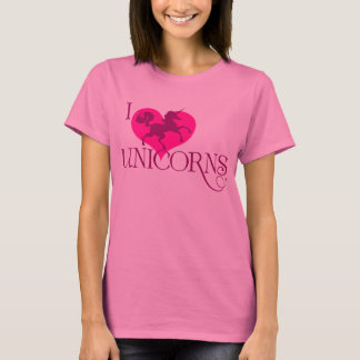T-shirt I tee - shirt de licornes de COEUR (rose et
