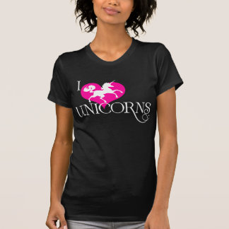 T-shirt I tee - shirt de licornes de COEUR (rose et blanc)