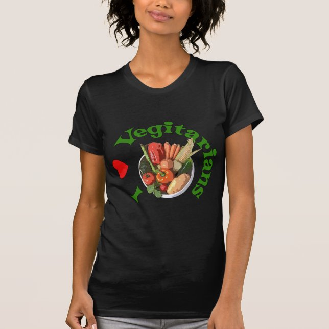 T-shirt I végétariens de coeur (Devant)