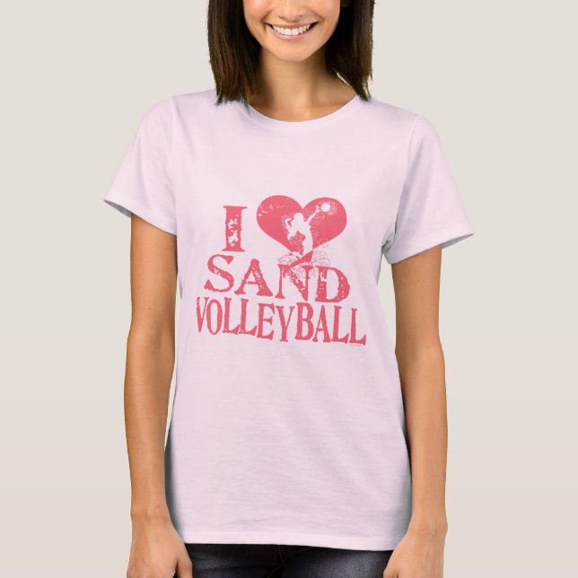 T-shirt I volleyball de sable de coeur (Devant)