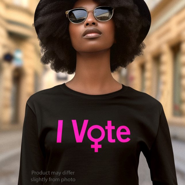 T-shirt I Vote - Symbole féminin avec texte rose (Créateur téléchargé)