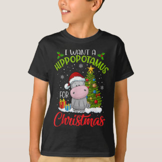 T-shirt i want a hippopotamus christmas xmas hippkid
