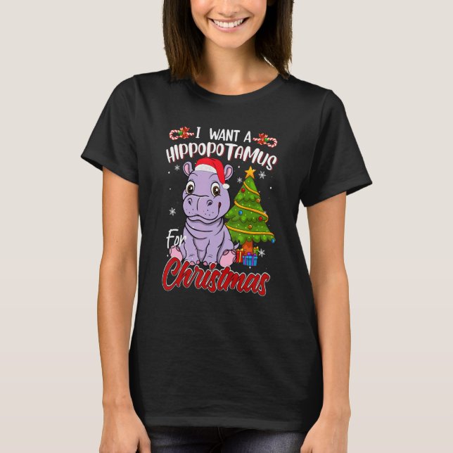 T-shirt I Want A Hippopotamus For Christmas Hippo Pajamas  (Devant)