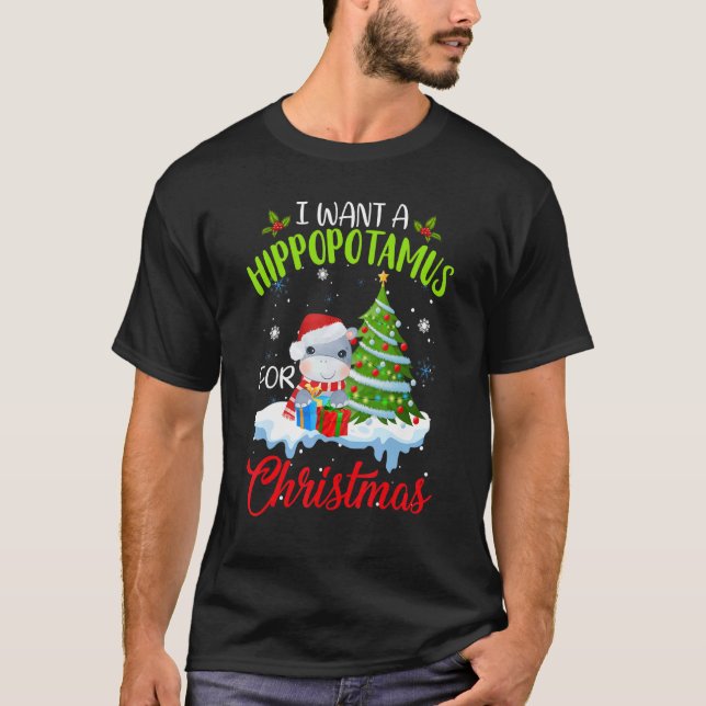 T-shirt I Want A Hippopotamus For Christmas Hippo Xmas  Bo (Devant)
