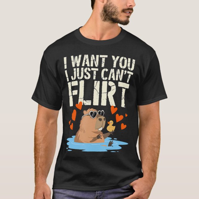 T-shirt I Want You I Just Can't Flirt - Cracked Stencil (Devant)