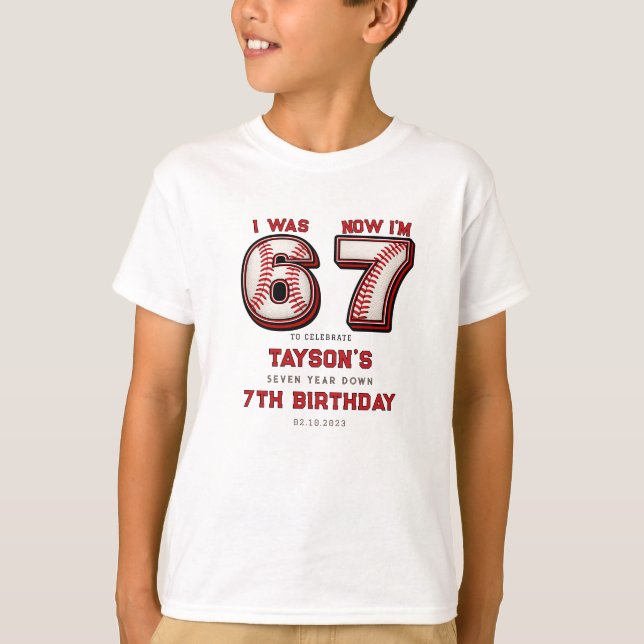 T-shirt I Was 6, Now I’m 7 – Baseball 7th Birthday (Devant)