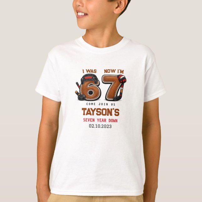 T-shirt I Was 6, Now I’m 7 – Hockey 7th Birthday Party (Devant)