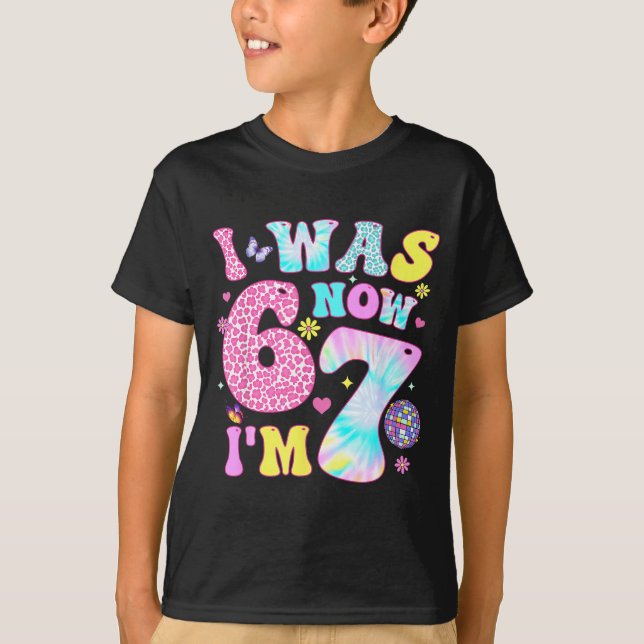 T-shirt I Was 6 Now I'm 7 67 Meme Groovy Retro 7th Birthda (Devant)