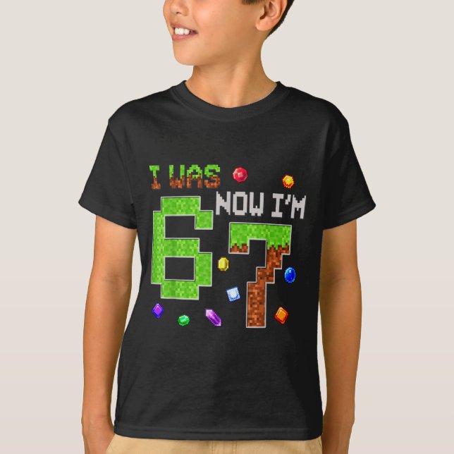 T-shirt I Was 6 Now I'm 7 Six Seven 7th Birthday Boys Kids (Devant)