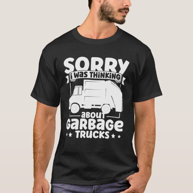 T-shirt I Was Thinking About Garbage Trucks for Toddler Bo (Devant)
