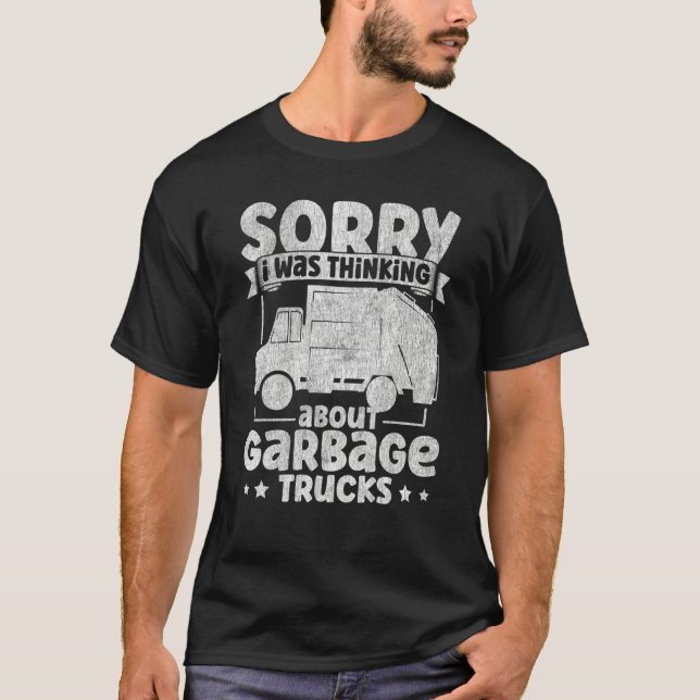 T-shirt I Was Thinking About Garbage Trucks for Toddler Bo (Devant)