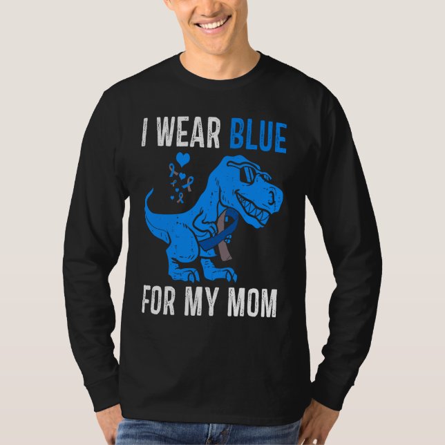 T-shirt I Wear Blue For My Mom Rex Dino Diabetes Awareness (Devant)