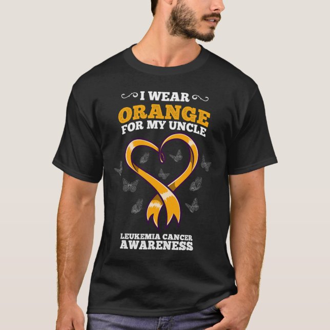 T-shirt I Wear Orange Uncle Leukemia Cancer Awareness Bloo (Devant)