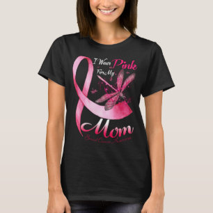 T-shirt I Wear Pink For My Maman Dragonfly Rose Ribbon Bre
