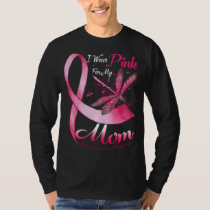 T-shirt I Wear Pink For My Maman Dragonfly Rose Ribbon Bre