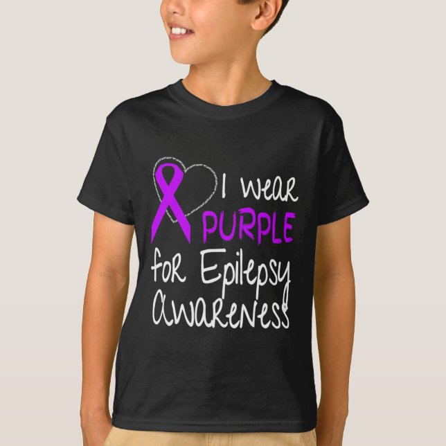 T-shirt I Wear Purple For Epilepsy Awareness Ribbon  (Devant)