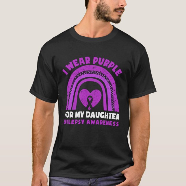 T-shirt I Wear Purple For My Daughter Epilepsy Awareness M (Devant)
