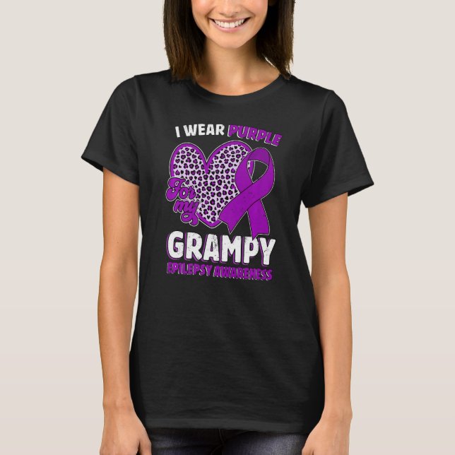 T-shirt I Wear Purple For My Grampy Epilepsy Awareness Leo (Devant)